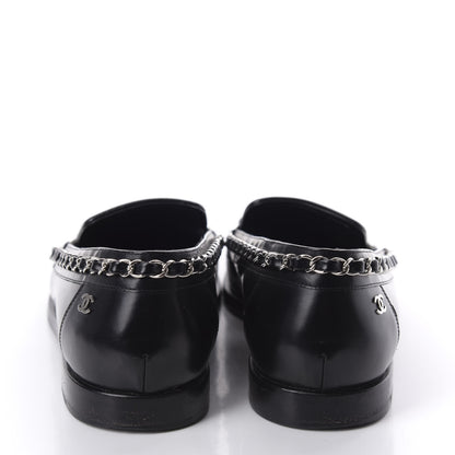 Chanel Calfskin Chain Mocassin Loafers 39 Black 6 of 11