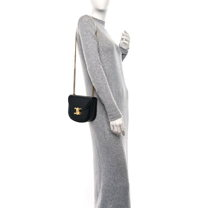 Celine Shiny Calfskin Besace Clea Chain Triomphe Black 2 of 9