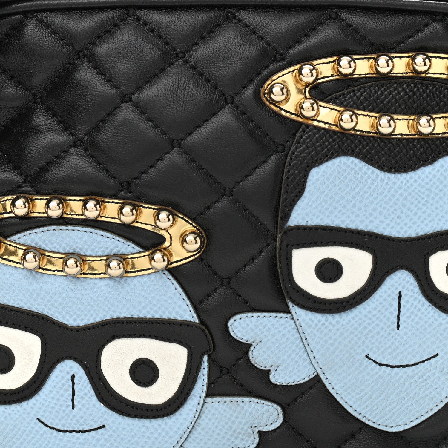 Dolce & Gabbana Lambskin Quilted Applique Camera Bag Black 7 of 10