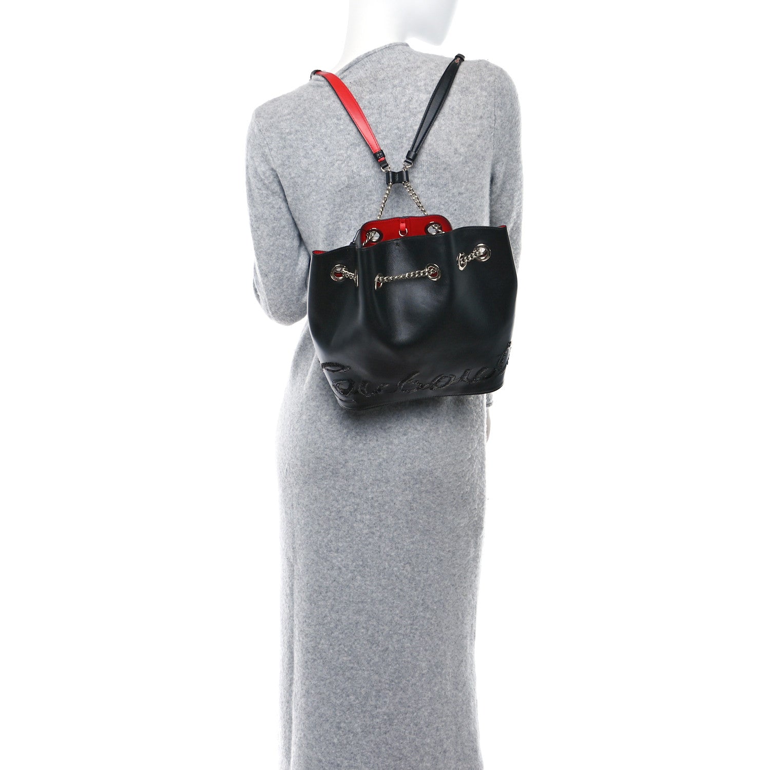 Christian Louboutin Calfskin Paris Marie Jane Logo Backpack Black 2 of 10