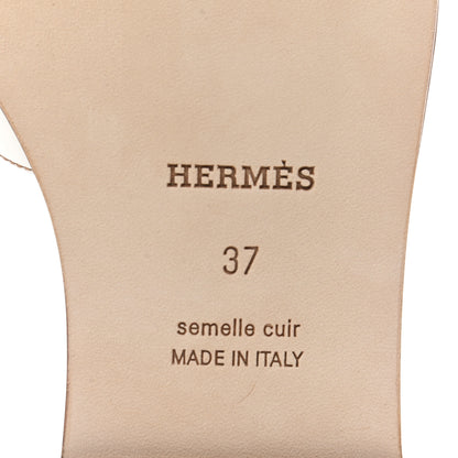Hermes Box Calfskin Oran Sandals 37 White 6 of 8