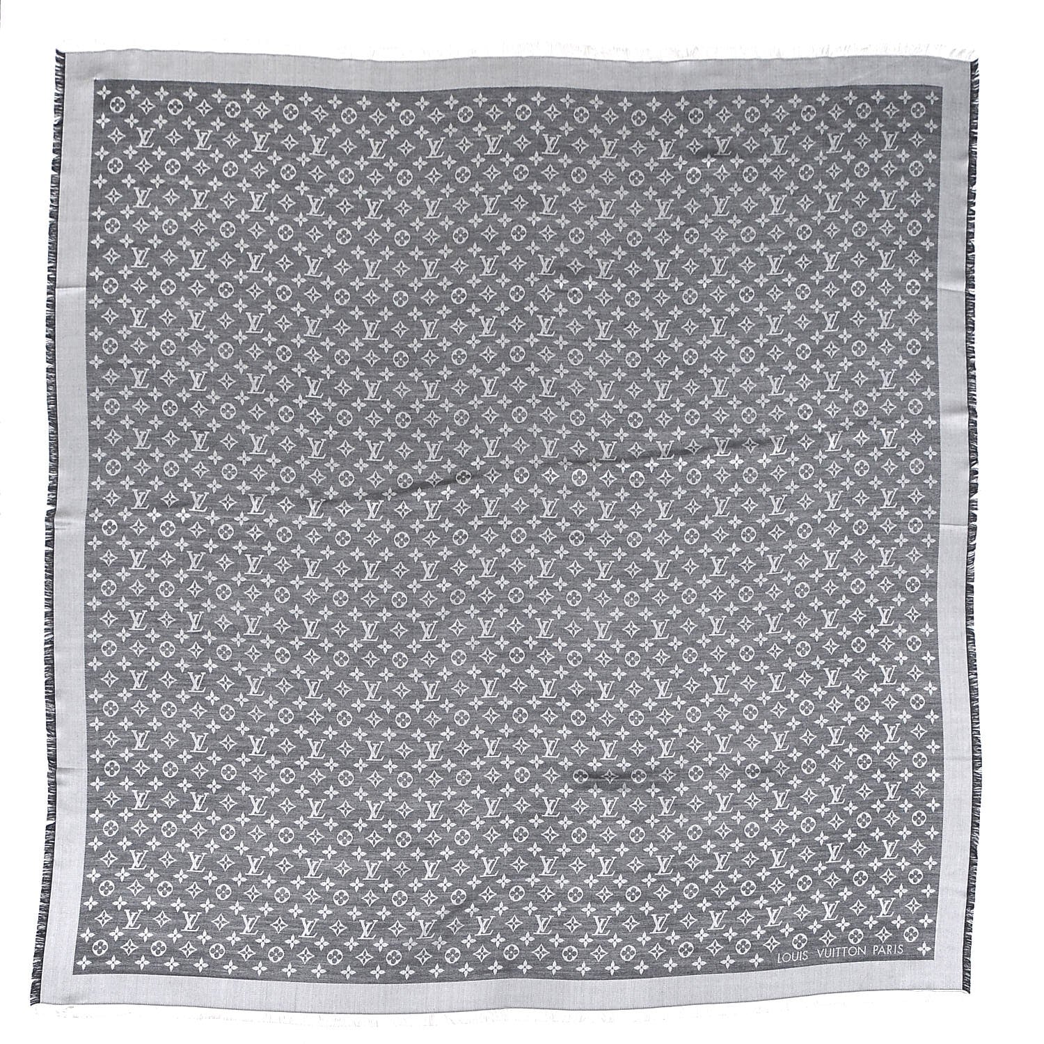 Louis Vuitton Wool Silk Monogram Denim Shawl Black 1 of 6