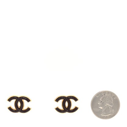 Chanel Metal Enamel CC Earrings Gold Brown 2 of 5