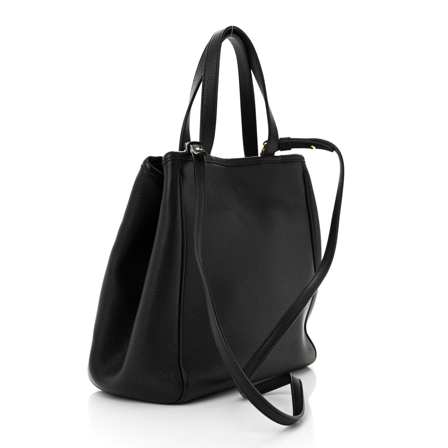 Grained Calfskin Small Folded Cabas Black