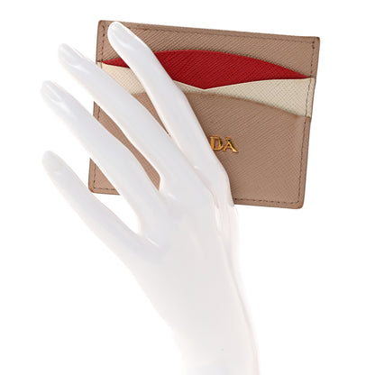 Prada Saffiano Metal Card Case Cammeo Fuoco White 2 of 13