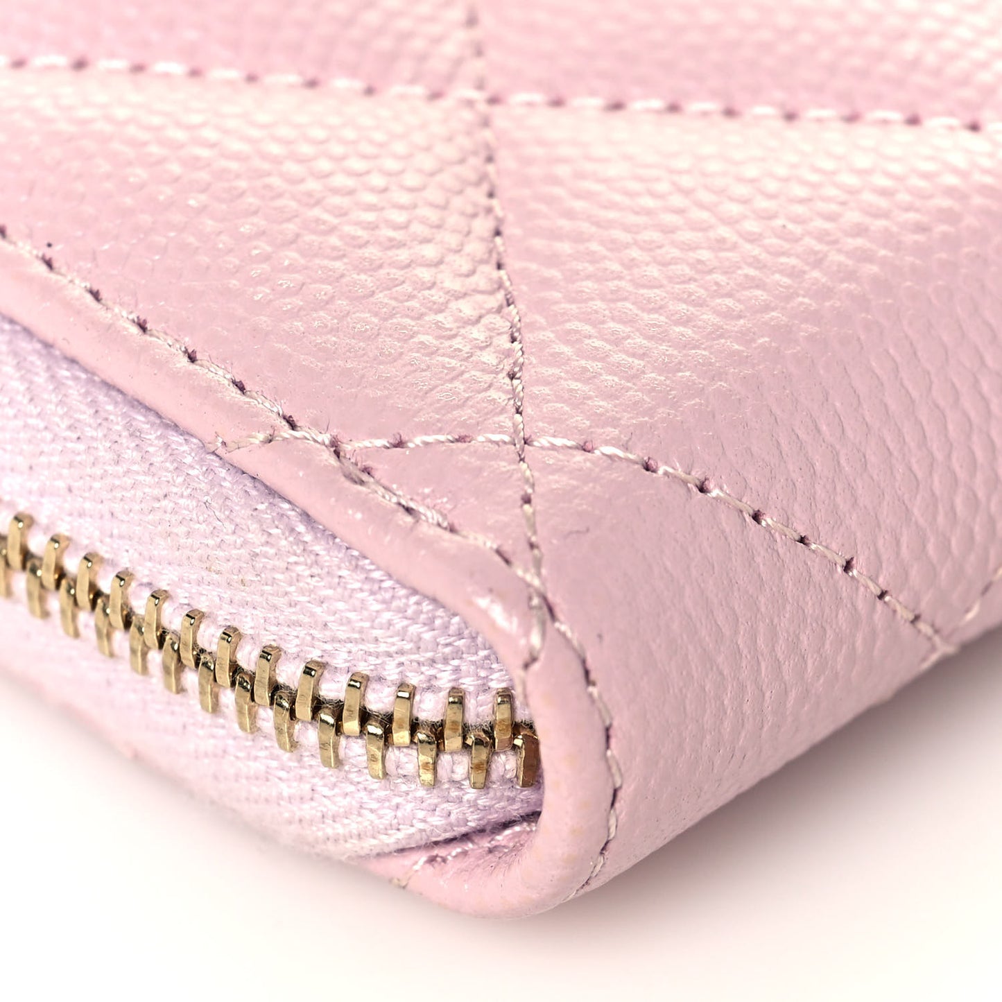 Caviar Quilted Zip Coin Purse Light Pink