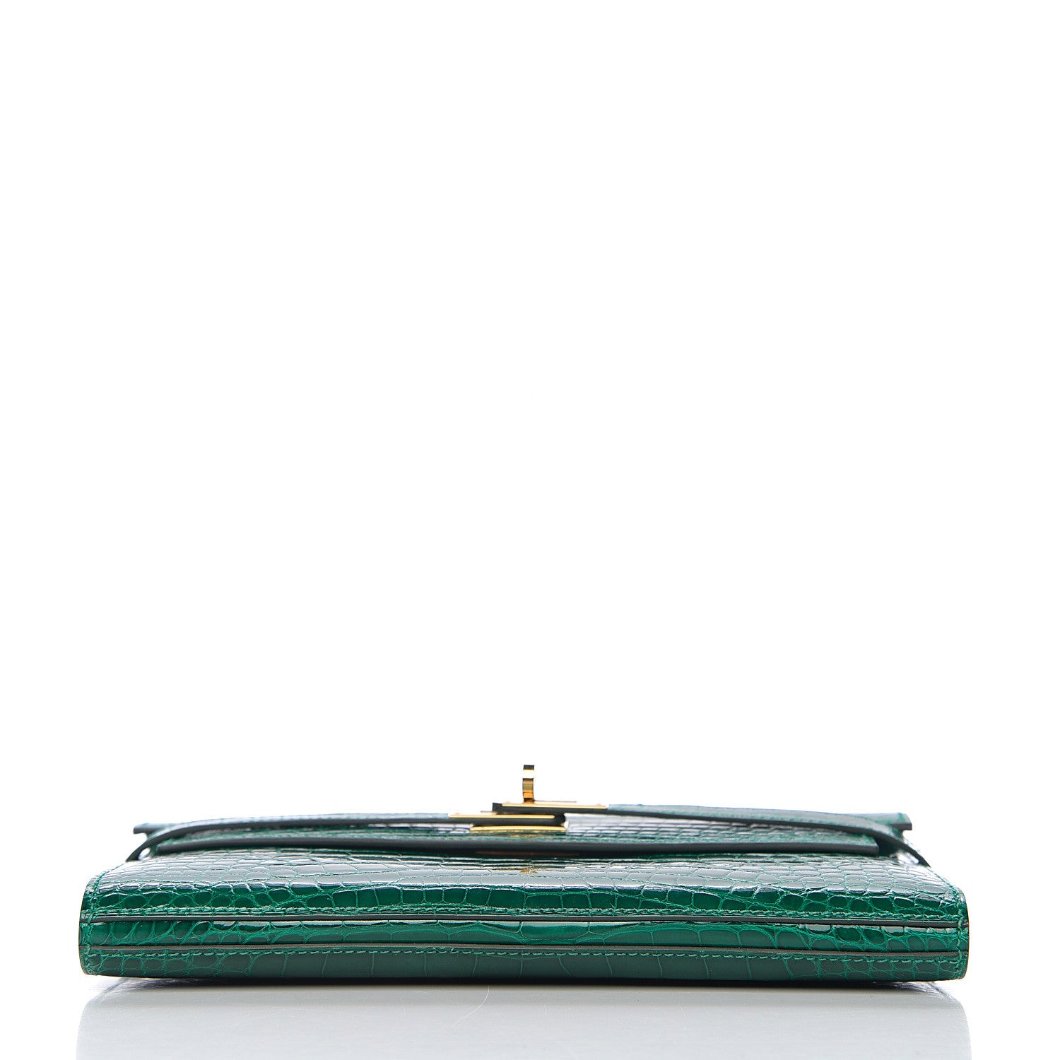 Hermes Shiny Alligator Kelly Longue Wallet Vert Emeraude 5 of 22