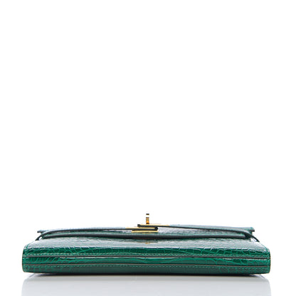 Hermes Shiny Alligator Kelly Longue Wallet Vert Emeraude 5 of 22