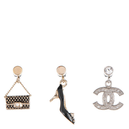 Chanel Enamel Crystal CC Phone Charms Black Gold Silver 1 of 6