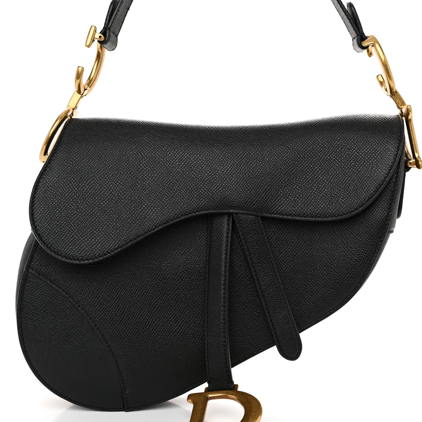 Grained Calfskin Saddle Bag Black