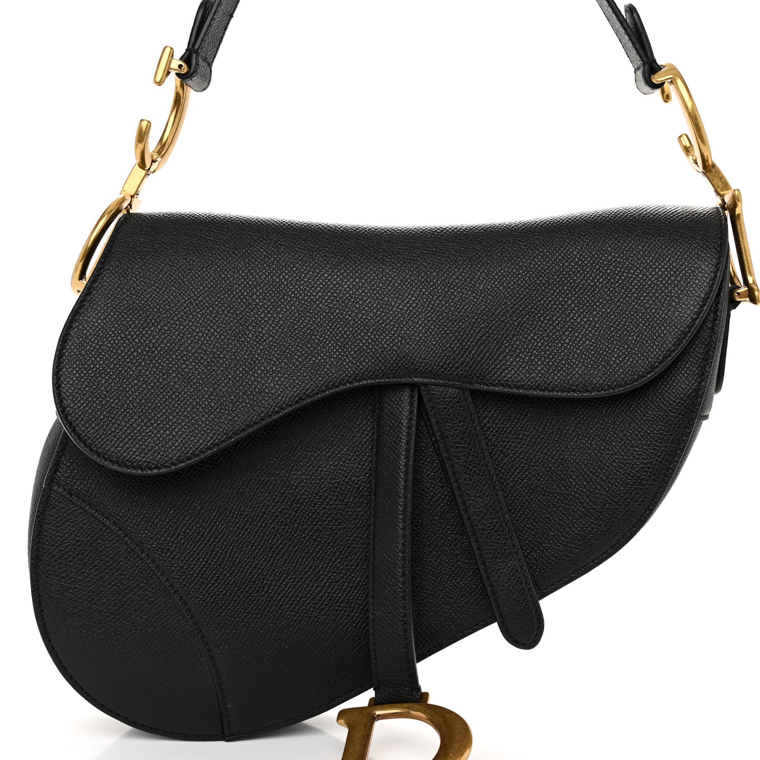Christian Dior Grained Calfskin Saddle Bag Black 8 of 11