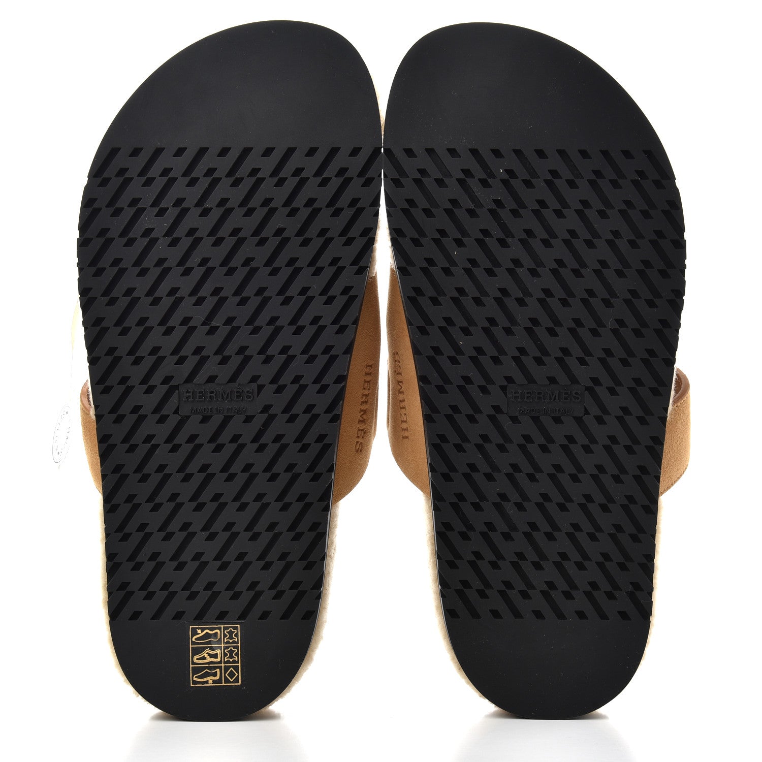 Hermes Suede Goatskin Woolskin Womens Chypre Sandals 37 Golden Beige 5 of 8