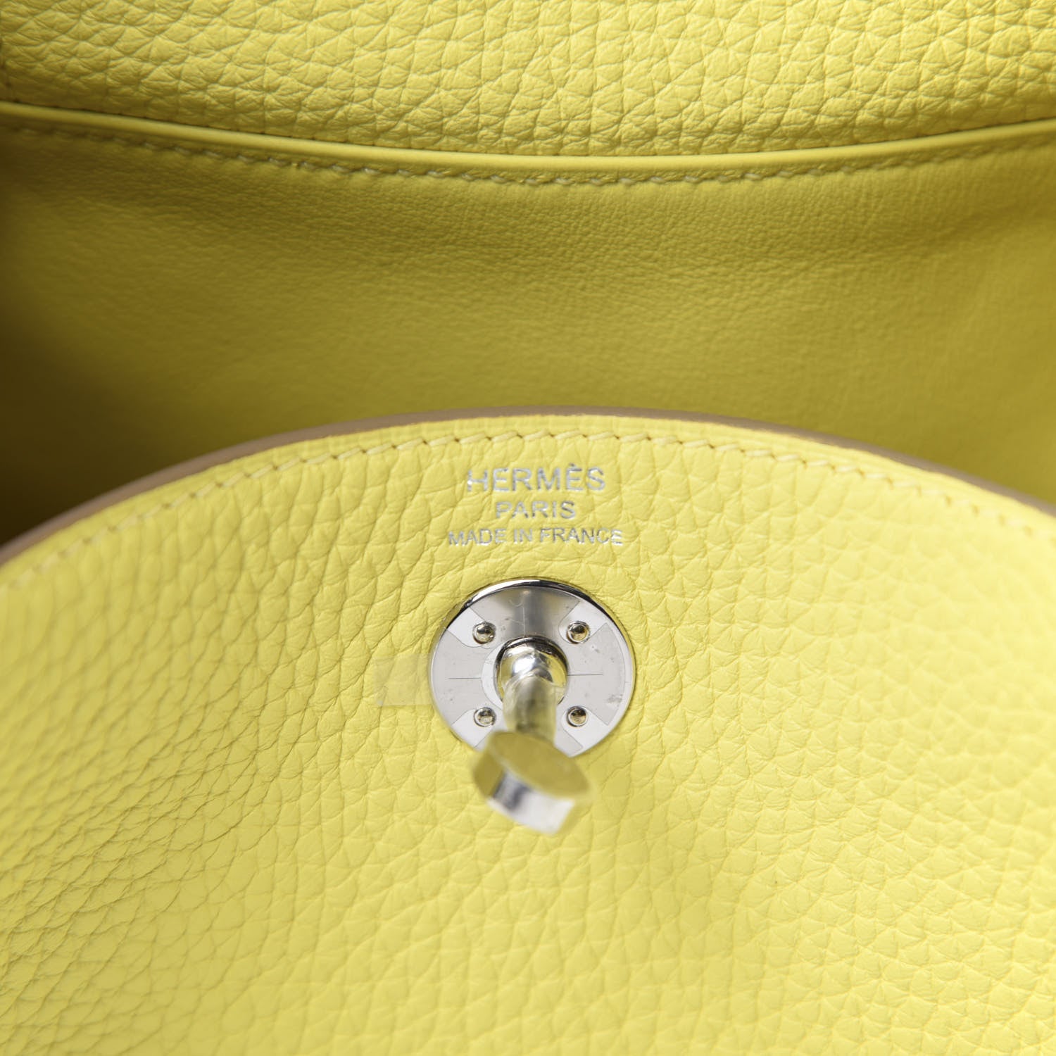 Hermes Taurillon Clemence Mini Lindy 20 Lime 7 of 10
