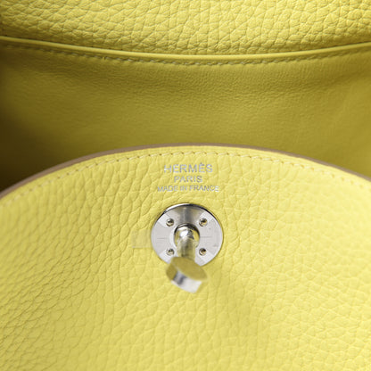 Hermes Taurillon Clemence Mini Lindy 20 Lime 7 of 10