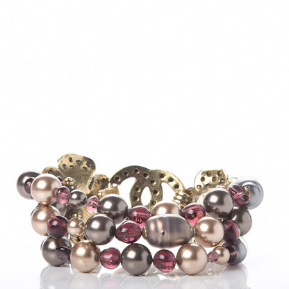 Chanel Crystal Bead CC Camellia Bracelet Purple Gold 3 of 6