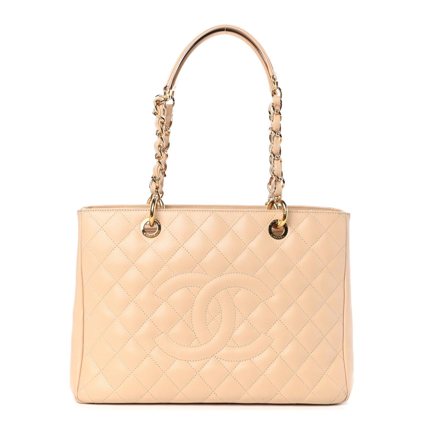 Caviar Quilted Grand Shopping Tote GST Beige Clair