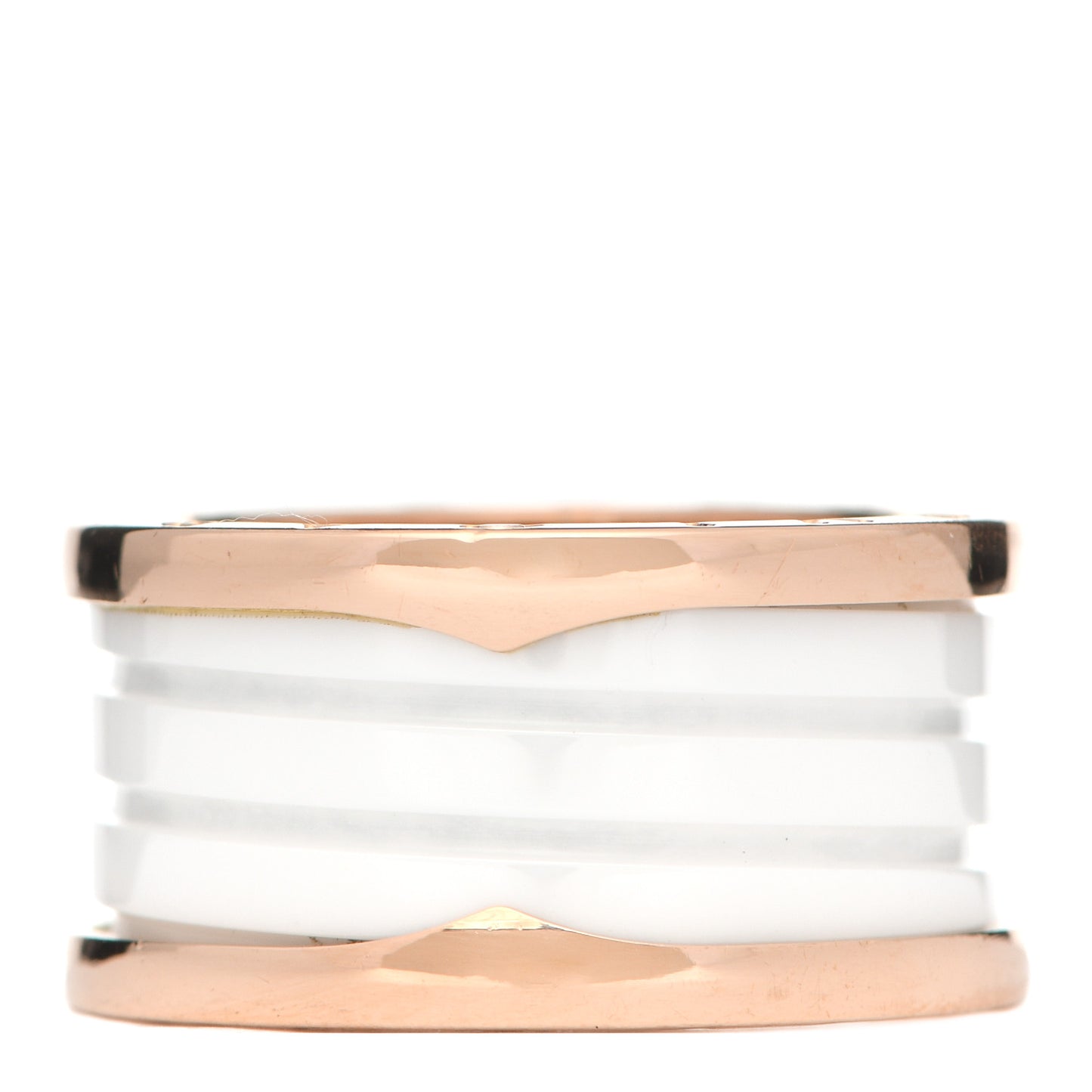 18K Rose Gold White Ceramic B.Zero1 Four-Band Ring 57 8