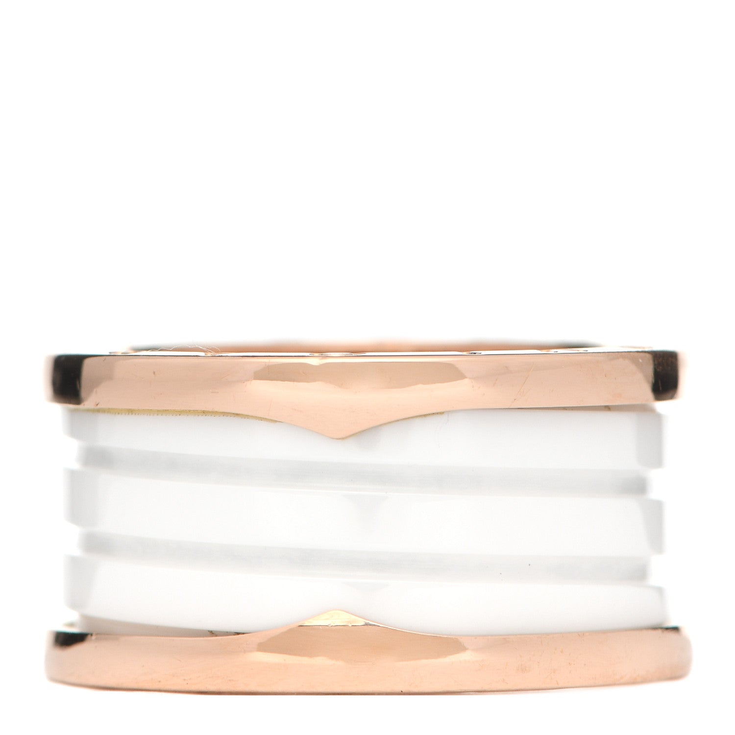 Bulgari 18K Rose Gold White Ceramic B.Zero1 Four-Band Ring 57 8 1 of 5