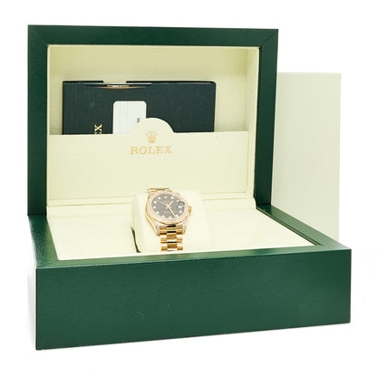 Rolex 18K Yellow Gold Diamond 31mm Oyster Perpetual Datejust President Watch Black 178158 5 of 5