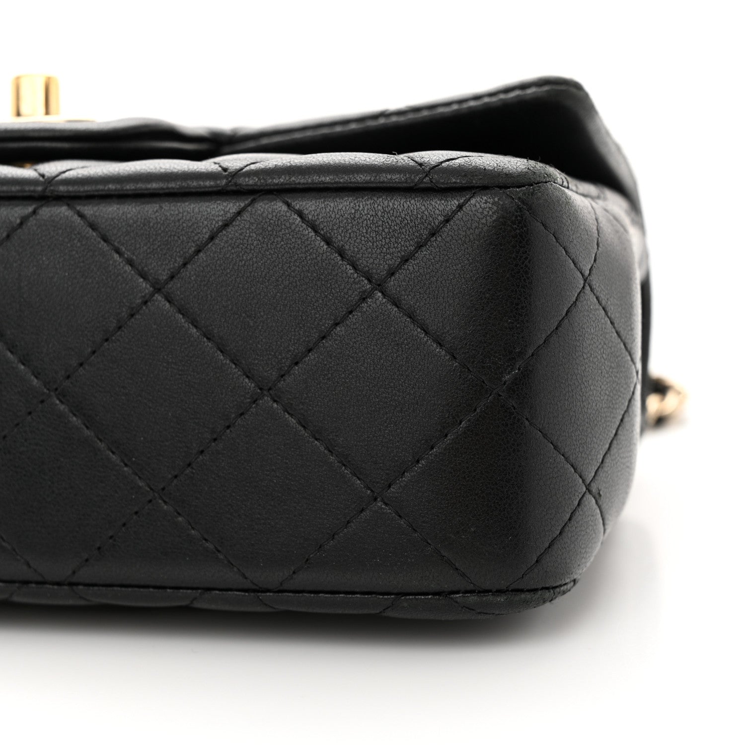 Chanel Lambskin Quilted Mini Lion Charm Top Handle Rectangular Flap Black 10 of 17