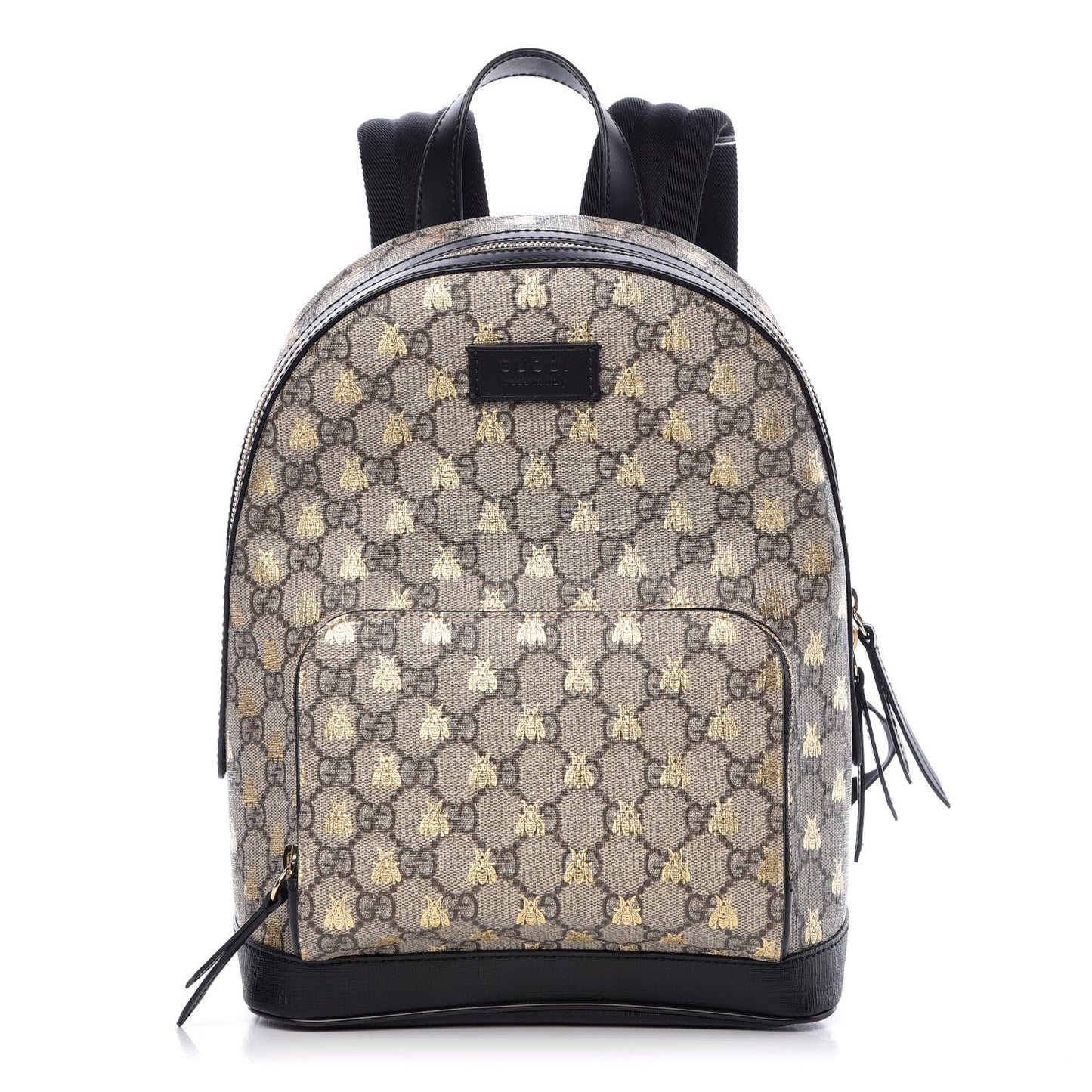 GG Supreme Monogram Bees Print Small Day Backpack Beige Oro Black
