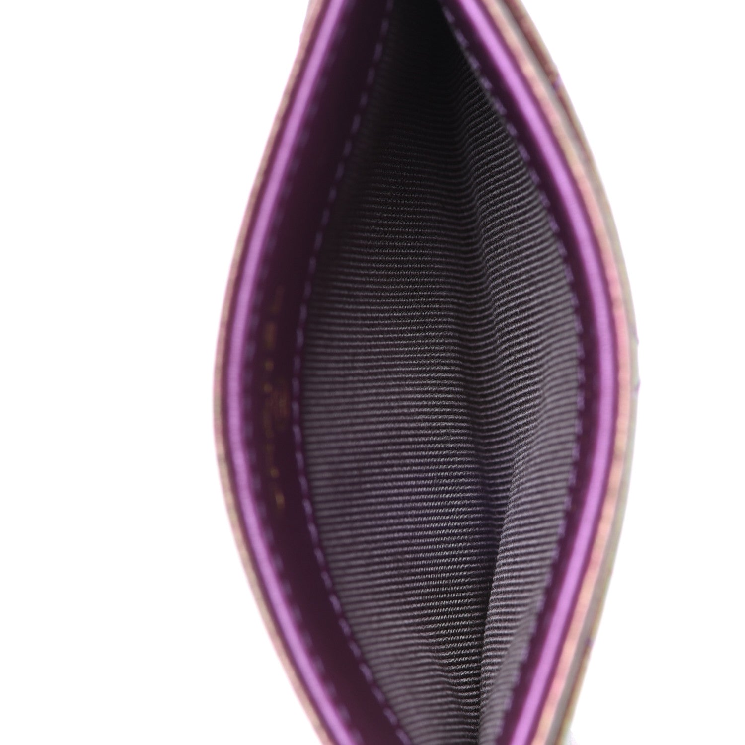 Chanel Iridescent Lambskin Quilted Card Holder Purple 5 of 9