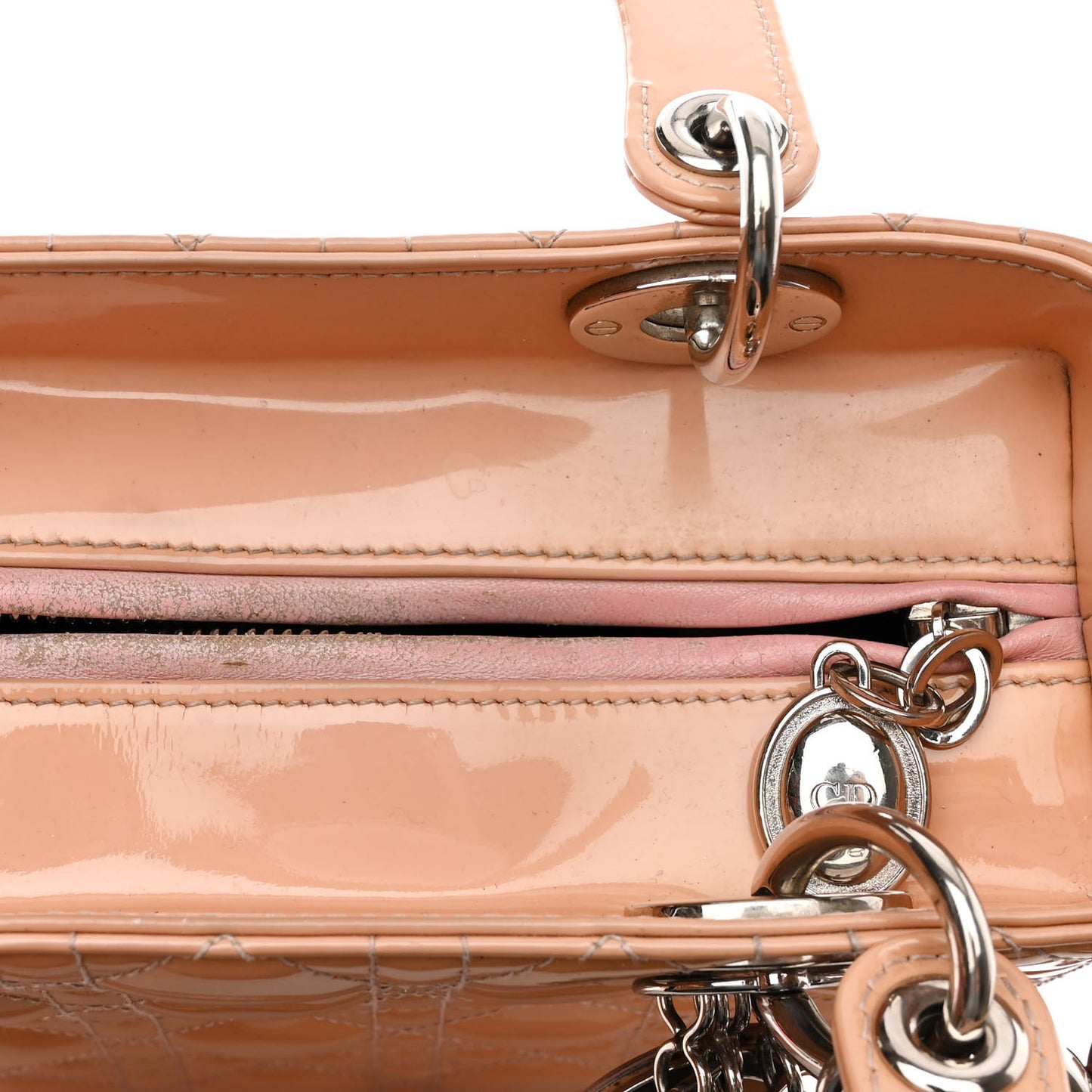 Patent Cannage Medium Lady Dior Rose Clair