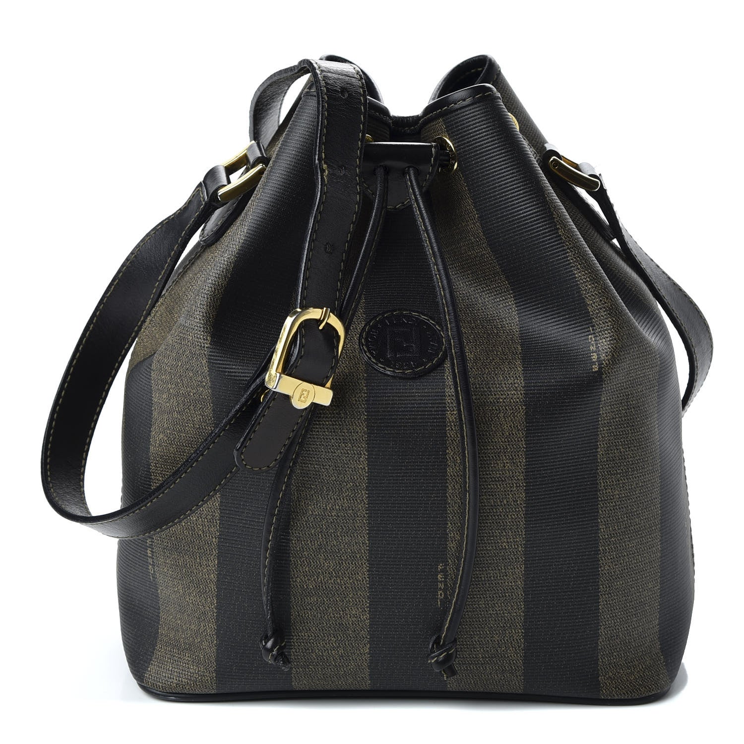 Fendi Calfskin Coated Canvas Pequin Bucket Bag Tobacco 1 of 11