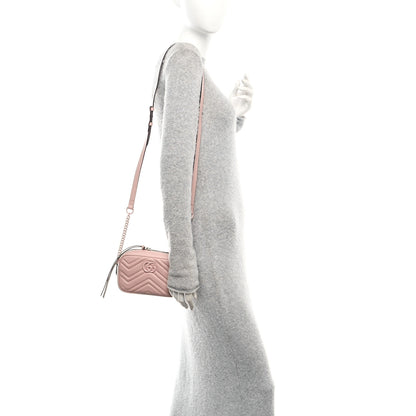 Gucci Calfskin Matelasse Monochrome Mini GG Marmont Chain Shoulder Bag Perfect Pink 2 of 10