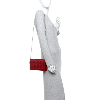 Christian Dior Patent Cannage Lady Dior Clutch Red 2 of 16