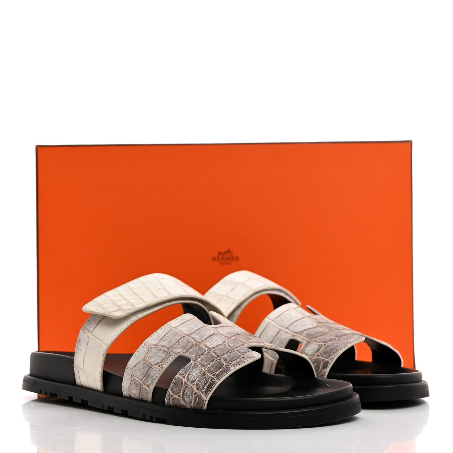 Matte Niloticus Crocodile Himalaya Mens Chypre Sandals 44 White