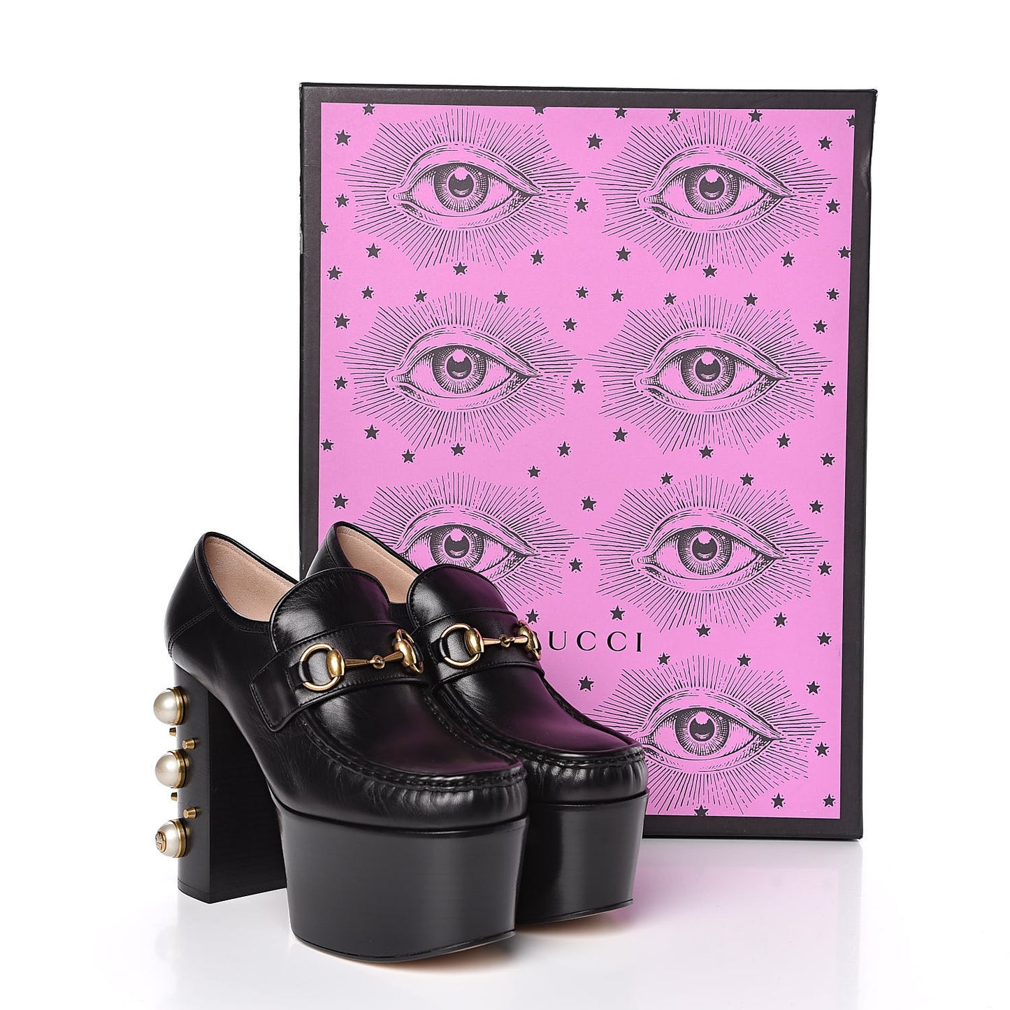 Malaga Kid Pearl Studded Vegas Platform Loafers 37 Black