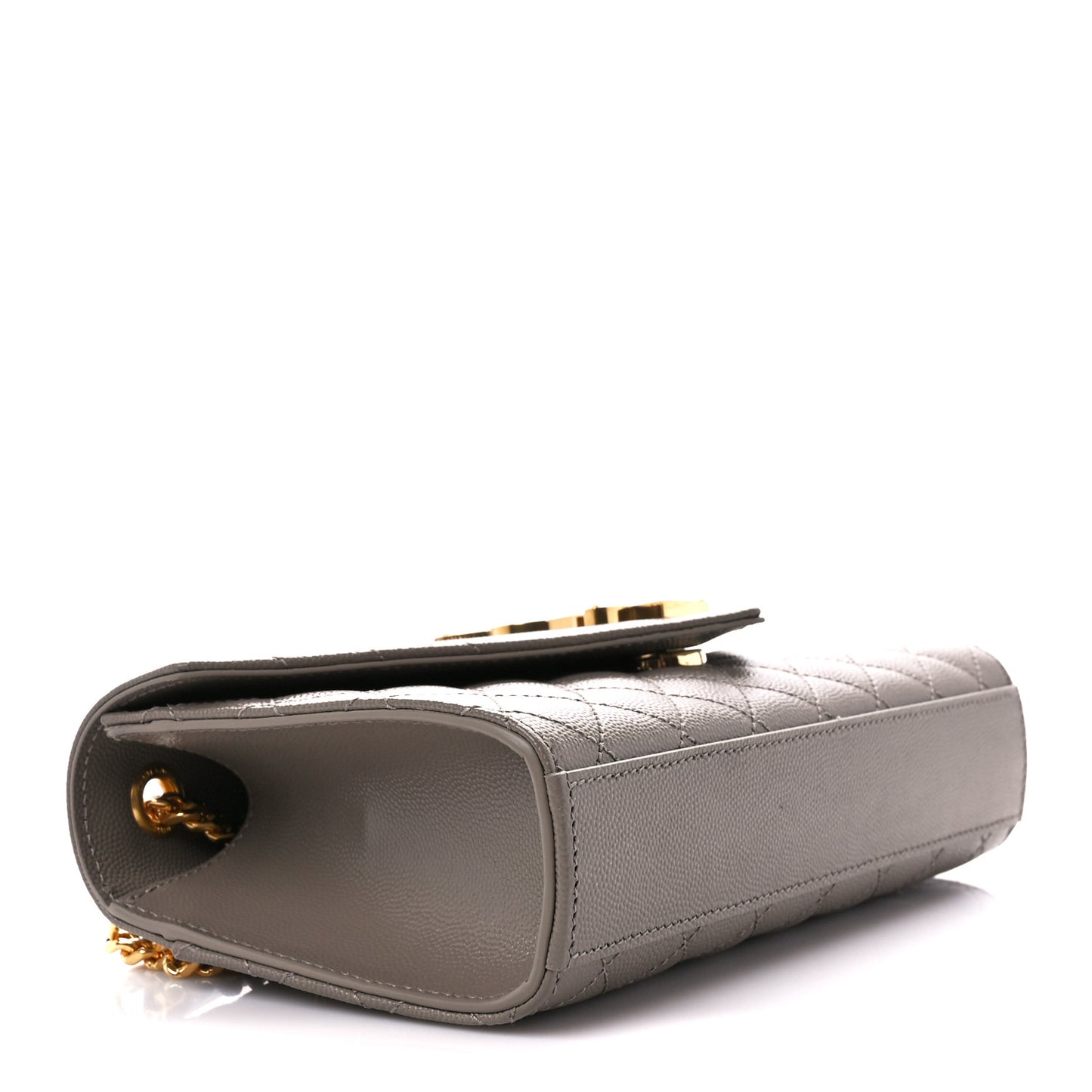 Grain De Poudre Textured Mixed Matelasse Triquilt Small Monogram Satchel Greyish Brown