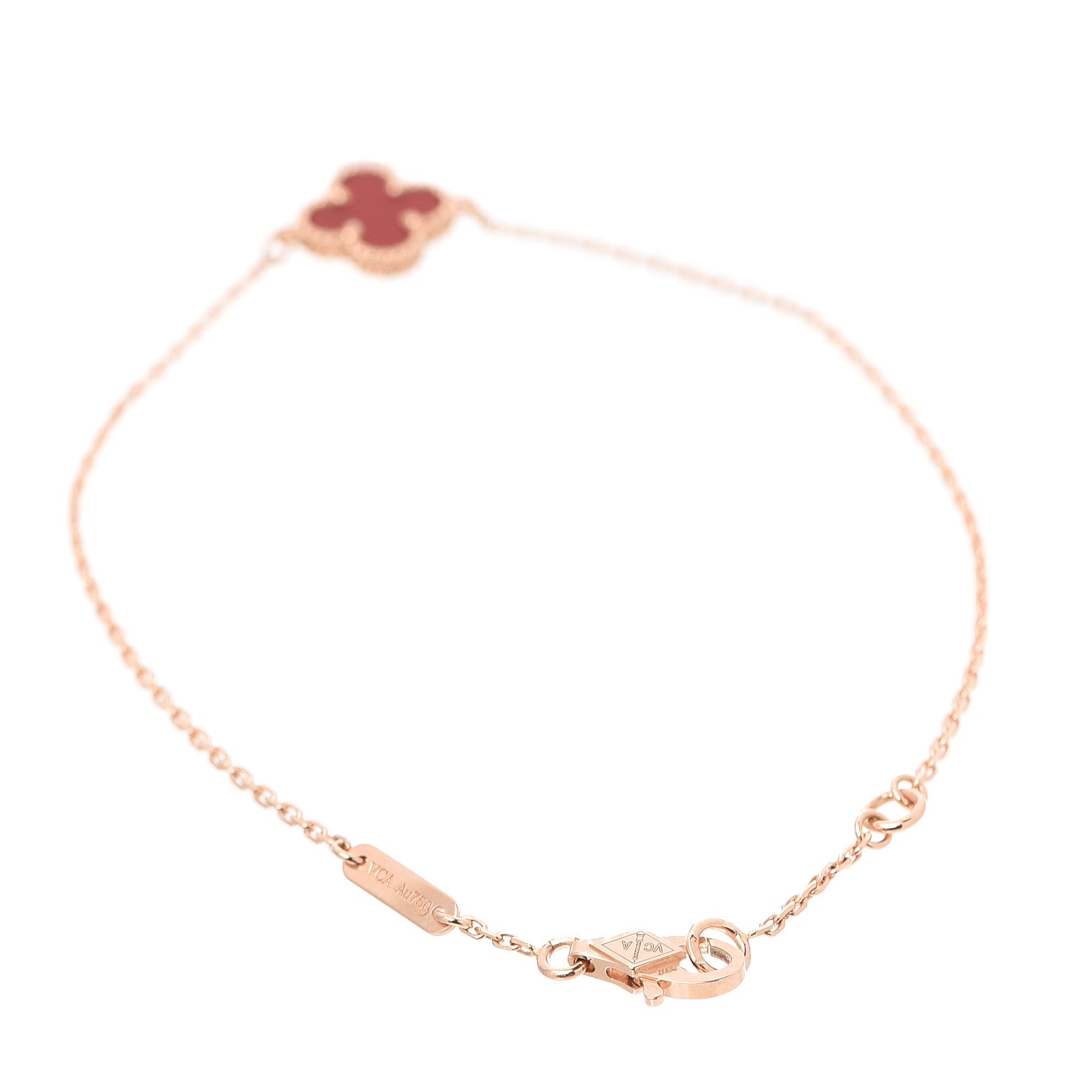 Van Cleef & Arpels 18K Rose Gold Carnelian Sweet Alhambra Bracelet 3 of 7