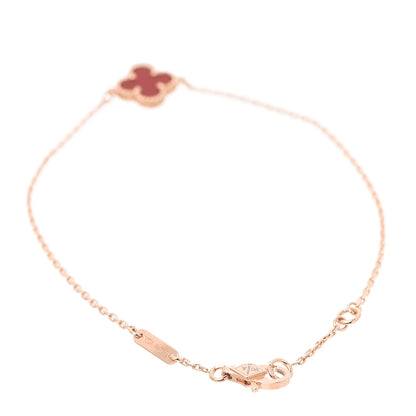 Van Cleef & Arpels 18K Rose Gold Carnelian Sweet Alhambra Bracelet 3 of 7