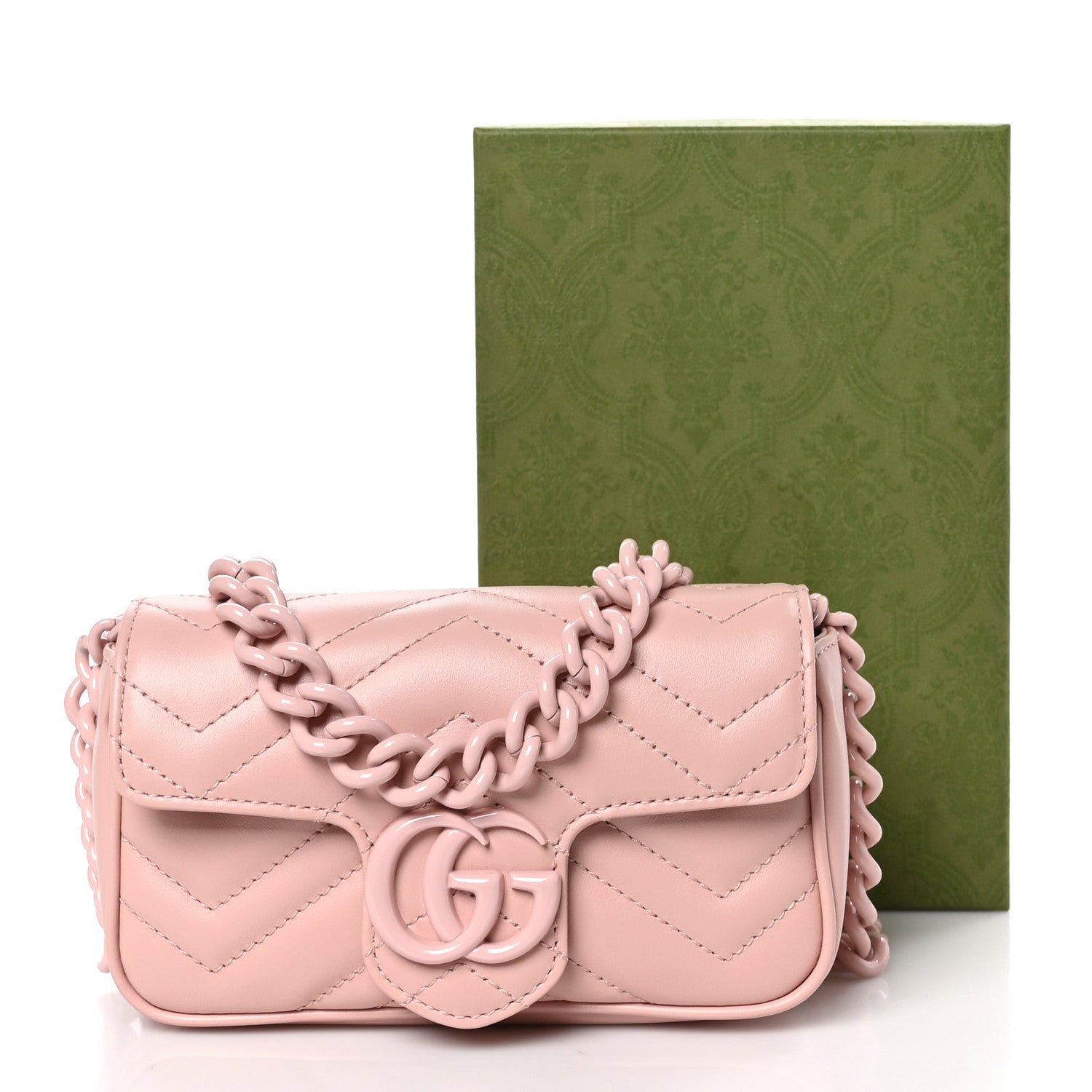 Gucci Calfskin Matelasse Monochrome GG Marmont Chain Belt Bag Perfect Pink 11 of 11