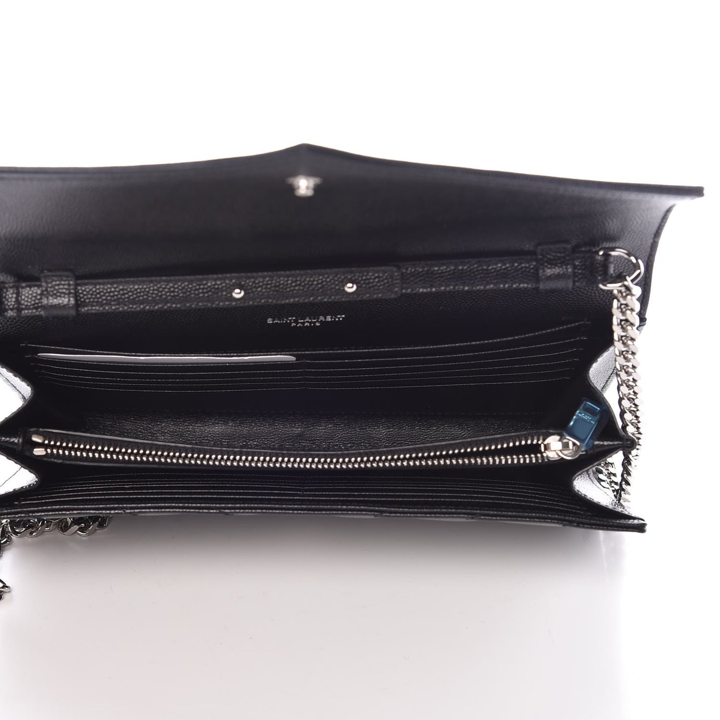 Grain De Poudre Matelasse Chevron Monogram Chain Wallet Black