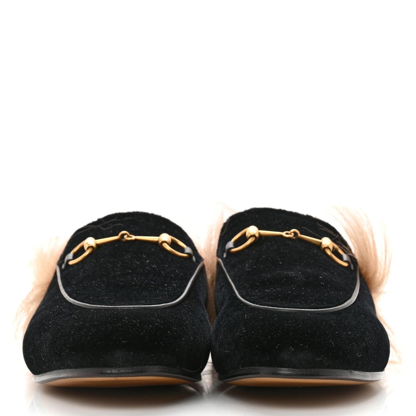 Velvet Fur Womens Princetown Slippers 38.5 Black
