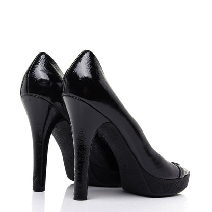 Gucci Patent Horsebit Platform Peep Toe Pumps 9.5 Black 3 of 15