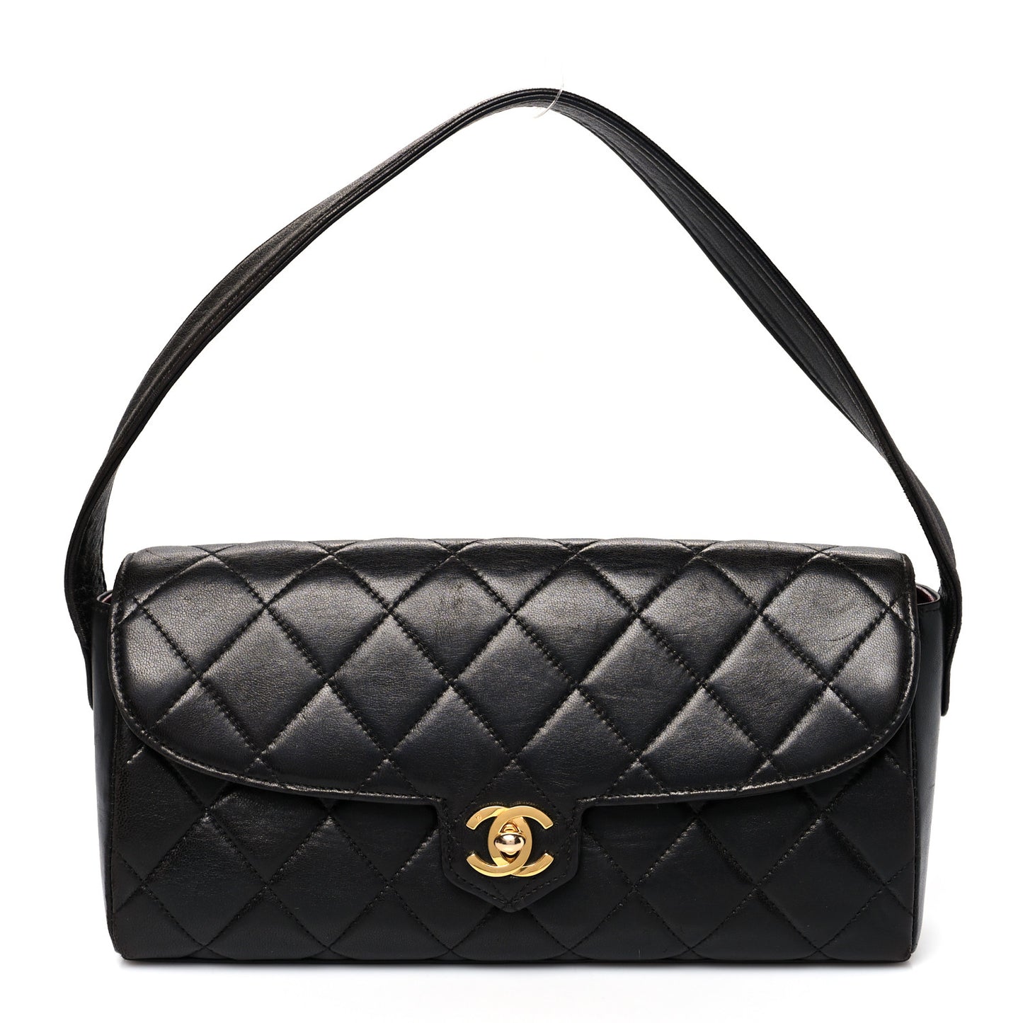 Lambskin Quilted CC Flap Shoulder Bag Black