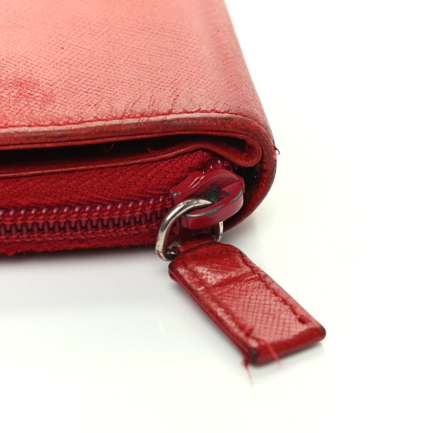 Saffiano Triangle Compact Wallet Red
