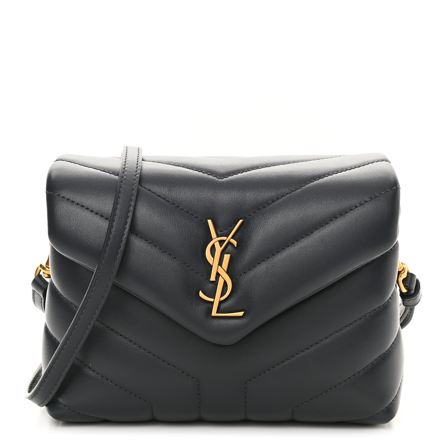 Saint Laurent Calfskin Y Quilted Monogram Toy Loulou Crossbody Bag Graphite 1 of 11