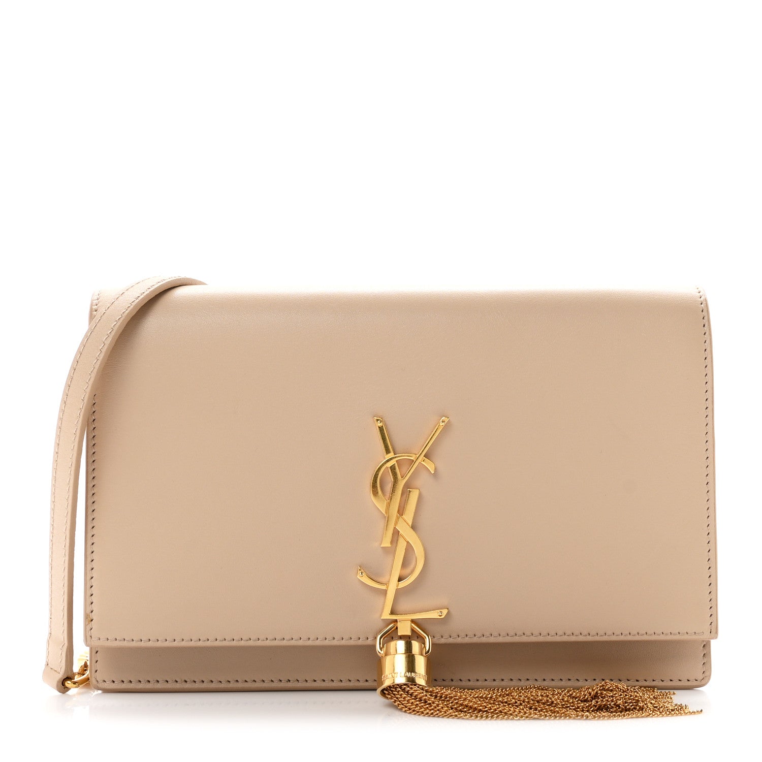Saint Laurent Smooth Calfskin Classic Monogram Kate Tassel Chain Wallet Nude Powder 1 of 12