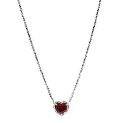 David Yurman Sterling Silver Diamond Rhodolite Garnet Heart Chatelaine Pendant Necklace 1 of 5