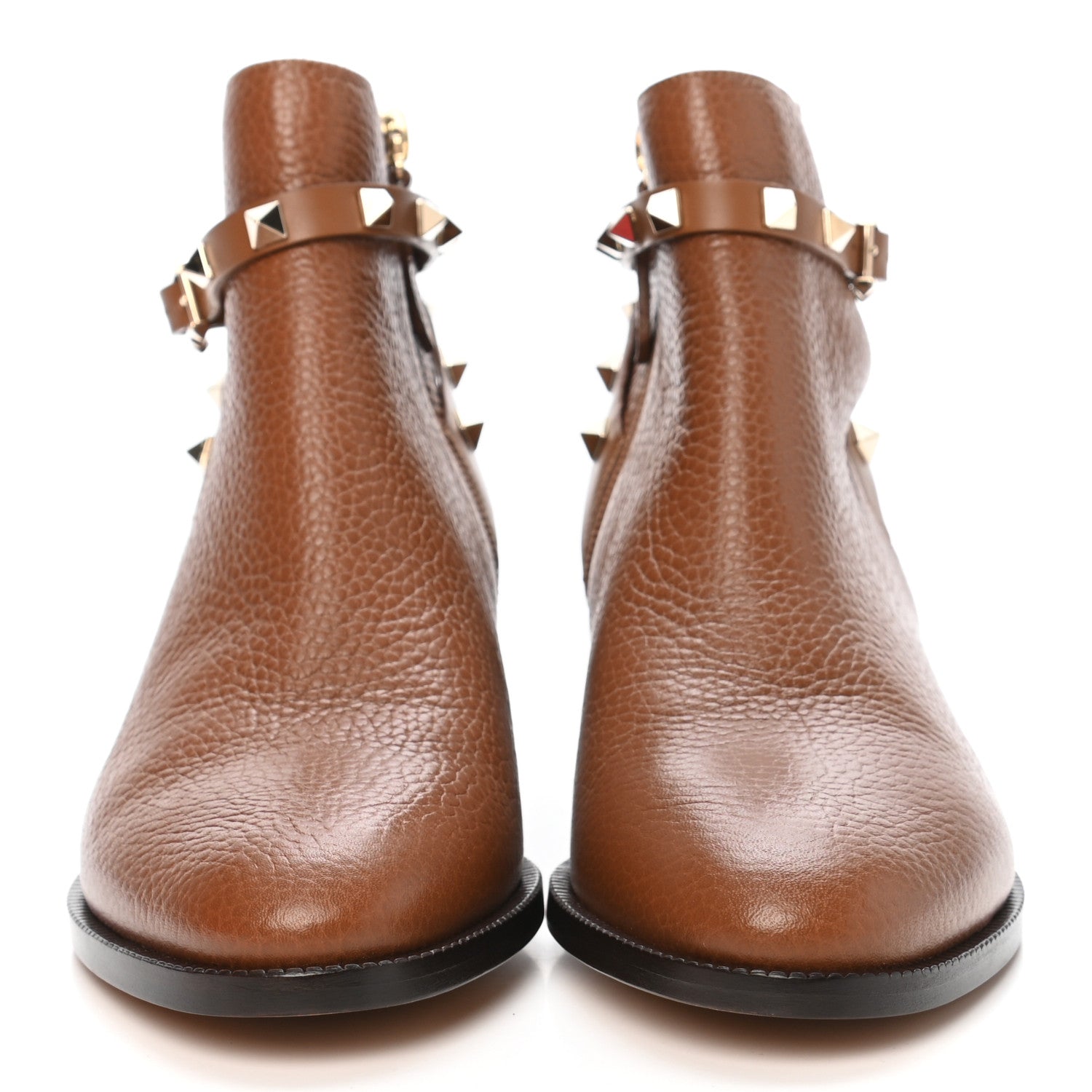 Valentino Garavani Grained Calfskin Rockstud Single Buckle 35mm Cowboy Ankle Boots 38 Tobacco 2 of 8