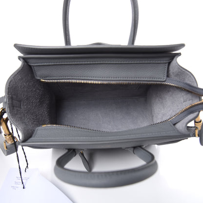 Celine Drummed Calfskin Nano Luggage Kohl 5 of 10