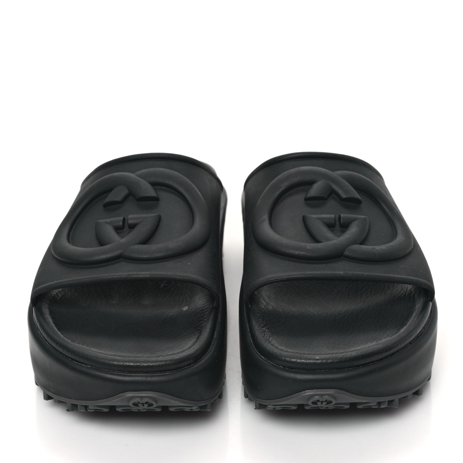 Gucci Soft Rubber Womens Interlocking G Platform 42mm Slide Sandals 38 Black 2 of 8