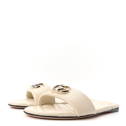 Gucci Nappa Matelasse GG Marmont Flat Slide Sandals 36.5 New Ivoire 4 of 10