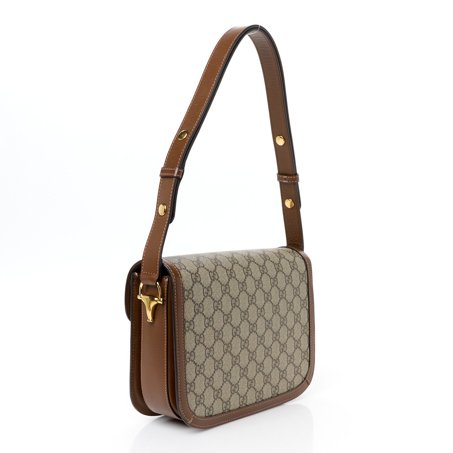Gucci GG Supreme Monogram Azalea Calfskin Horsebit 1955 Shoulder Bag Beige Brown Sugar 3 of 12