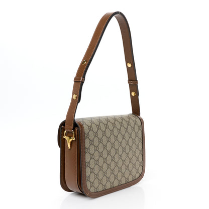 Gucci GG Supreme Monogram Azalea Calfskin Horsebit 1955 Shoulder Bag Beige Brown Sugar 3 of 12